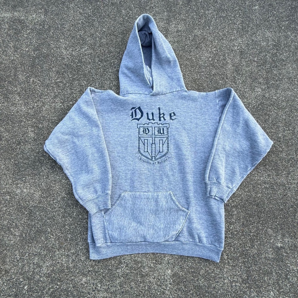 Vintage 1970's Russell Athletic Duke University Hoodie Gray Made in USA Mens L